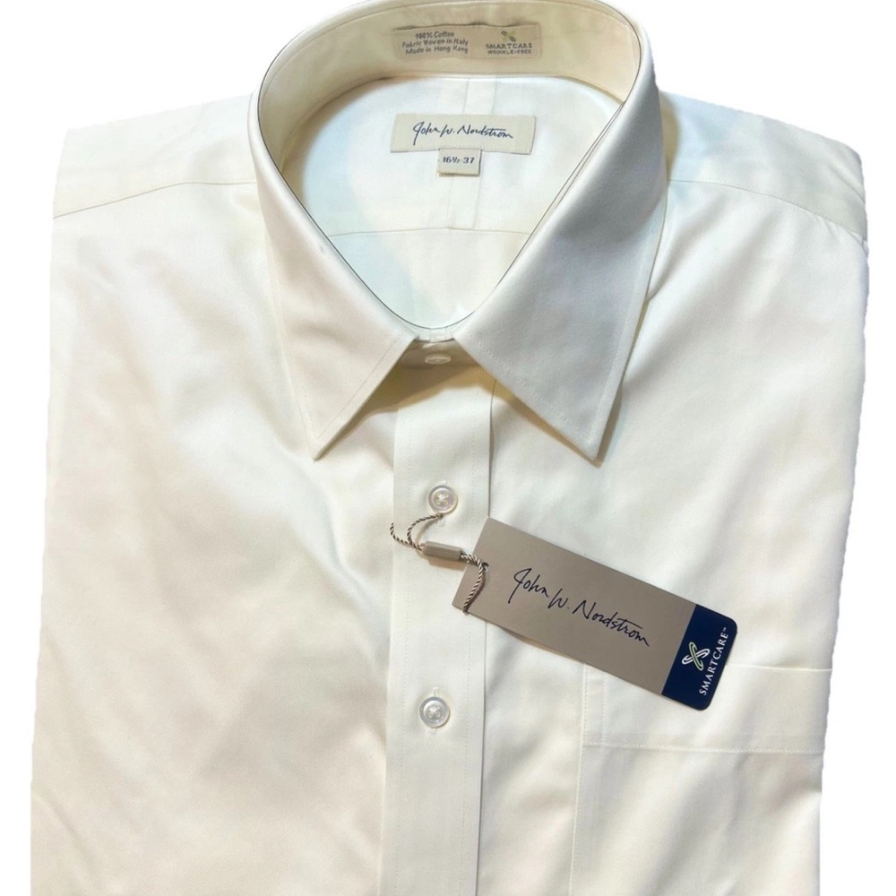 John W. Nordstrom Cream Dress Shirt 16.5 - 37 SmartCare wrinkle Free